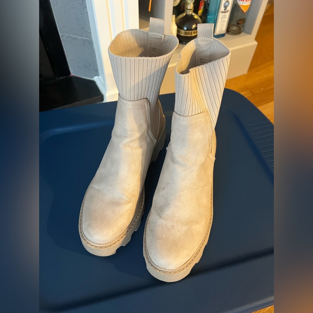 DV by Dolce Vita Cream Mid Calf Boots with Sock Collar